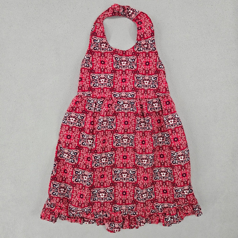 Old‎ Navy 4T Halter Sun Dress Toddler Girls Red Bandana Paisley Boho Ruffle Hem